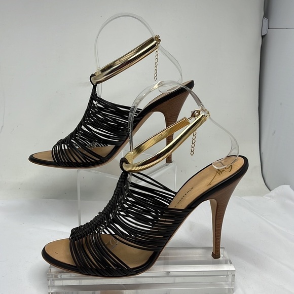 Giuseppe Zanotti Sz 40 / US 9 Brown Gold Dark Pissi Strappy Cage Heel Sandals - Picture 7 of 14